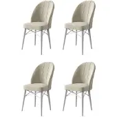 Atelier Del Sofa 4 tuolin setti Ritim, beige/valkoinen