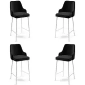 Atelier Del Sofa 4 Enox-baarijakkaran sarja, musta/valkoinen