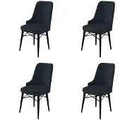 Atelier Del Sofa 4 tuolin setti Pare, harmaa/musta