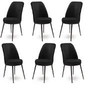 Atelier Del Sofa 6 tuolin setti Dexa, musta/ruskea
