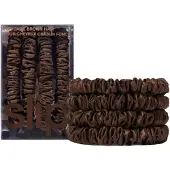 Slip Pure Silk Back To Basics Skinny Scrunchies Dark Brown Hiuslenkki 4 kpl