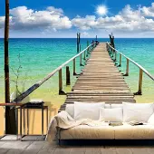 Artgeist Tapetti - plage, soleil, jetée