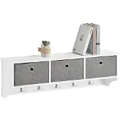 SoBuy Seinäteline 5 koukkua 3 koria FRG282-W