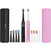 Fairywill Sonic toothbrushes with head set and case FW-507 (Black and pink)