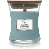 Woodwick Evergreen Cashmere tuoksukynttilä sisältää puusydämen 85 g