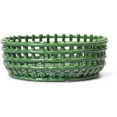 Ferm Living Ceramic punottu kulho Emerald Green