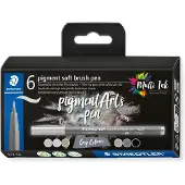 Staedtler Pigment Arts Soft Brush Pen 6-setti Grey