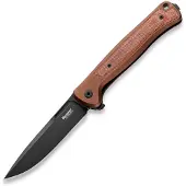 Lionsteel Skinny Solid SK01A EB Earth Aluminium Natural Canvas Micarta inlay, Blackwashed pocket knife, Molletta design