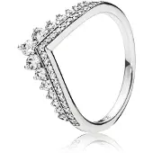 Pandora Tiara Wishbone Silver Ring With Clear Cubic Zirconia - Silver - 54