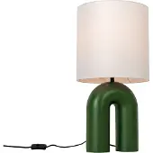 QAZQA Design-pöytävalaisin vihreä valkoisella pellavavarjostimella - Lotti