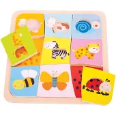 Bigjigs Wooden Animal Patterns Puzzle 9 pcs.
