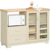 SoBuy Keittiökaappi 120x40x90cm., kermanvaalea/vaaleanruskea