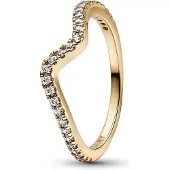 Pandora Wave 14K Gold-Plated Ring With Clear Cubic Zirconia - Gold - 58