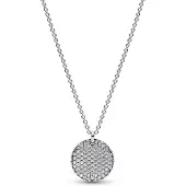 Pandora Timeless hopeinen pyöreä pavé kaulakoru 392632C01-45