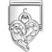 Nomination Classic Silvershine heart in white 331800/35