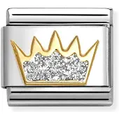 Nomination Classic 030220/21 glitter silver crown pala