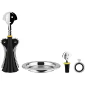 Alessi Set Corkscrew Anna G, The Stopper "Anna Stop 2", The Drip Ring "Noé" And The Bottle Coaster 5009 - Silver - ONE SIZE