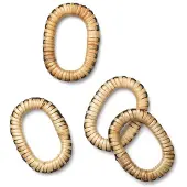 Ferm Living Weave Napkin Rings - Set of 4 - Natural/Black
