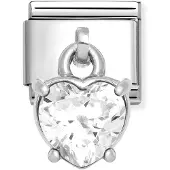 Nomination Classic Silvershine white heart 331812/12