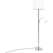 QAZQA Älykäs lattiavalaisin terästä valkoisella varjostimella sis. Wifi A60 ja E14 - Retro