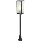QAZQA Ulkokäyttöön tarkoitettu lattiavalaisin musta uurretulla lasilla 100 cm IP44 - Charlois Ribbed