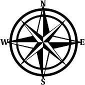 Hobby Hall Seinäkoriste Compass, metallinen, 55 x 55 cm, musta