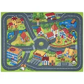 Rugsx ALFOMBRA REBEL ROADS Country life 90 Aldea, antideslizante para niños - gris 95x133 cm