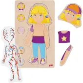Goki Wooden Layer Puzzle Human Body Girl 29 pcs. Puu