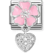 Nomination Classic 331814/01 pink flower/heart pala