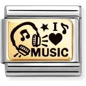 Nomination Composable Classic gold plates I love music 030166/46