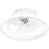 QAZQA Kattotuuletin valkoinen 46,5 cm sis. LED-valon ja kaukosäätimen - Kees