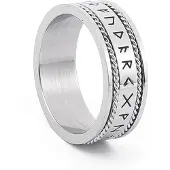 Lykken Viking hopeanvärinen Runes terässormus -200