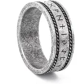 Lykken Viking mattapintainen hopeanvärinen Runes terässormus -200