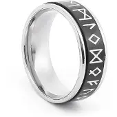 Lykken Viking musta-hopeanvärinen Runes terässormus -175