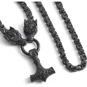 Lykken Viking musta Geri &Freki Thorin vasara teräskaulakoru 60cm