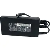 HP AC power adapter with 120W output, 19.5V voltage, 7.4mm connector, optimized for laptops.