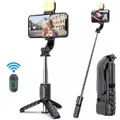 LIVMAN Selfie-tikku Selfie-tikku LED-valolla, jalustalla ja bluetooth-toiminnolla Q11s (selfie stick)