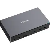 Verbatim USB-C Pro -telakointiasema CDS-17, 3xHDMI, 2xDP, RJ-45, 5xUSB, 2xUSB-C, SD, microSD, DC, ääni