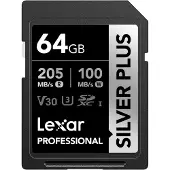 Lexar SDXC 64GB Professional SILVER Plus 1066x UHS-I/U3/A2/4K R205/W100 (V30)