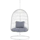 Beliani Riipputuoli valkoinen polyesteriä jalustalla 102 x 102 x 199 cm harmaa pehmuste bohotyylinen Beliani