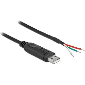 DeLOCK 90428, Musta, 2 m, USB 2.0, RS-232, Uros, Suora