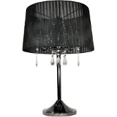 Grönlund Crystal pöytävalaisin 62cm 4xE14 musta / musta kromi