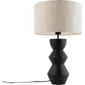 QAZQA Design-pöytävalaisin musta kangasvarjostin vaaleanharmaa 35 cm - Alisia