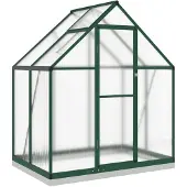 vidaXL Kasvihuone pohjarungolla vihreä 169x114x202 cm alumiini