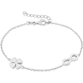 Lykken Casuals infinity ja neliapila hopearannekoru 17+3cm