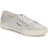 Pepe Jeans for woman. PLS31439 Brady Party Ballerina Shoes silver (40), Fabric, Flat, Laces, Casual