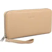 Aarni hirvennahkainen Clutch-lompakko hopeanvärisellä vetoketjulla Taupe