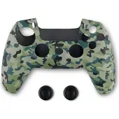 Spartan Gear Dualsense Ohjaimen Silikonisuoja ja Thumb Grips Vihreä Camo