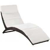 vidaXL foldbar liggestol med hynde polyrattan brun
