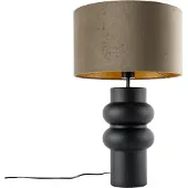 QAZQA Design-pöytävalaisin musta samettivoilehti ja kulta 35 cm - Alisia